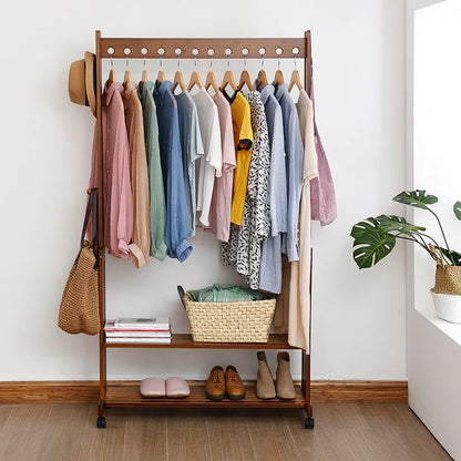 Portant vêtements en bois avec étagères & roulettes – AXIS LIGNI