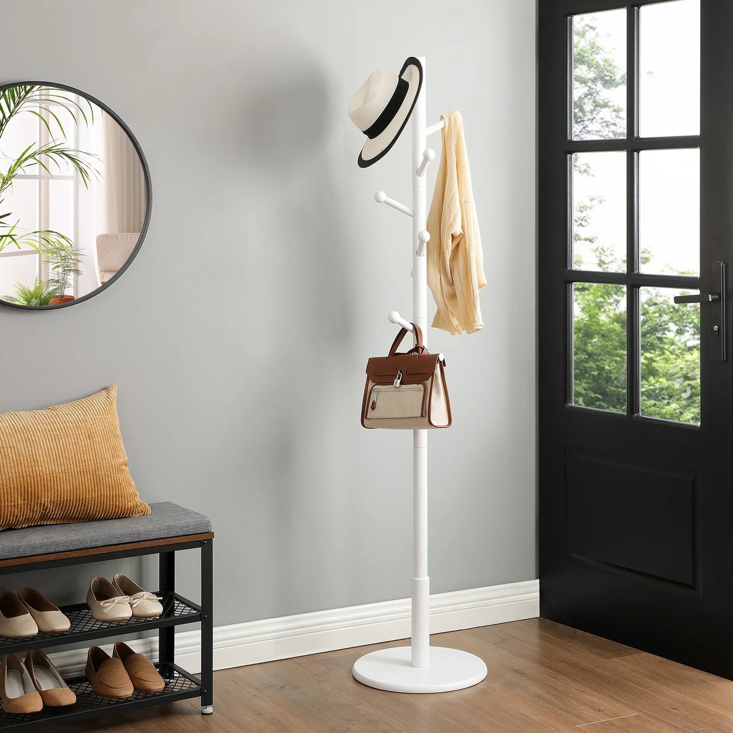 Porte manteau sur pied design en bois blanc - LINEA ALBA