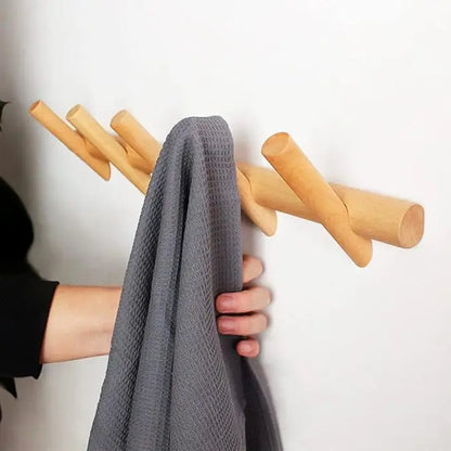 Porte manteau mural en bois style nordique - NATURALE