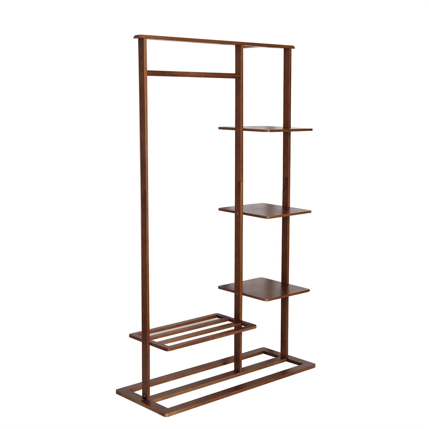 Portant vêtement en bois avec étagère et tringle - LIGNORA