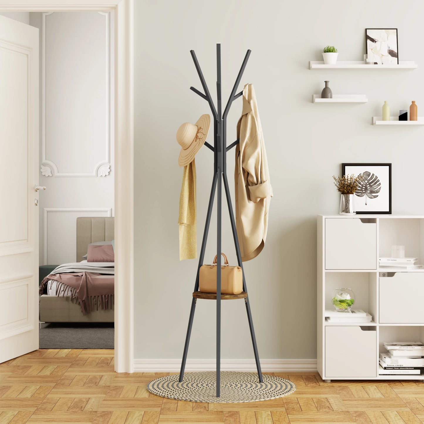 Porte manteau sur pied design avec tablette - TRIPOSA