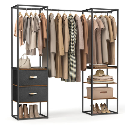 Portant vêtement dressing double avec étagères & tiroirs - CAPSULA