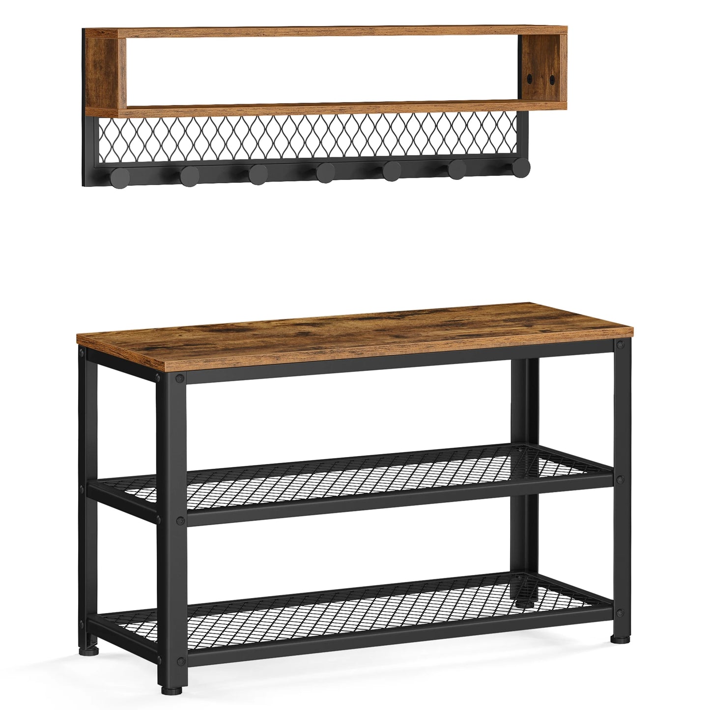 Porte-manteau mural avec banc de rangement - STRUCTURA DUO