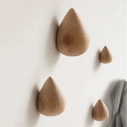 Patere murale design en bois en forme de goutte - PLUVIA