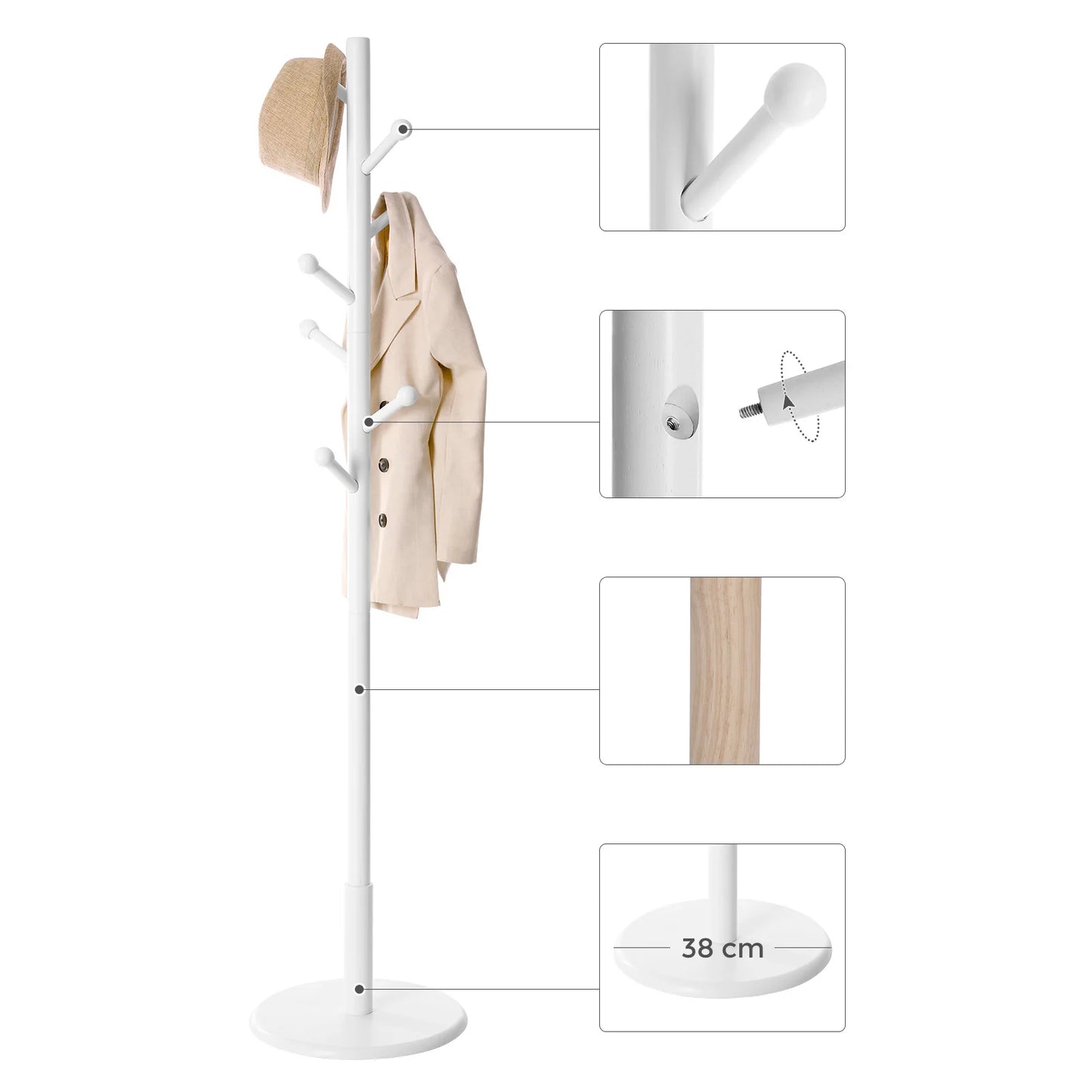 Porte manteau sur pied design en bois blanc - LINEA ALBA